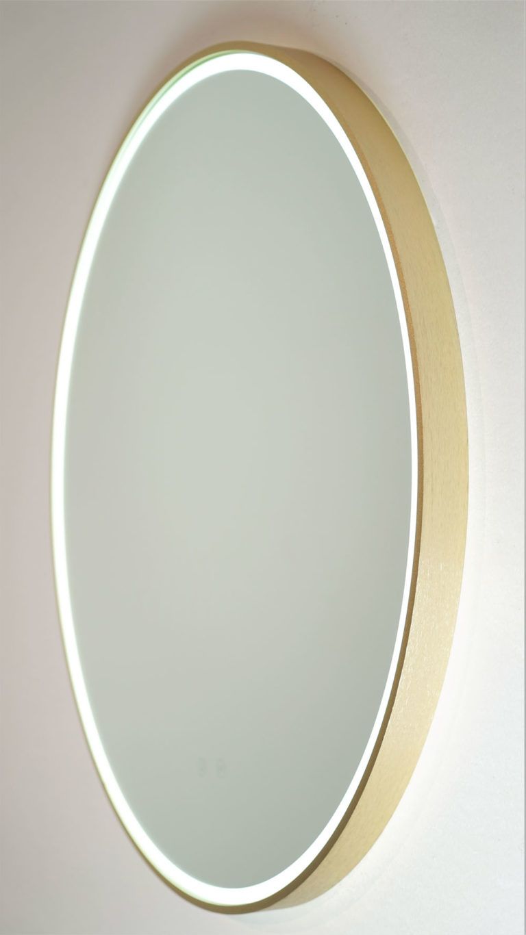 Sphere Gold Brushed Brass Framed Round Led Mirror  60cm / 80cm Pertaining To Brushed Gold Wall Mirrors (View 2 of 15)