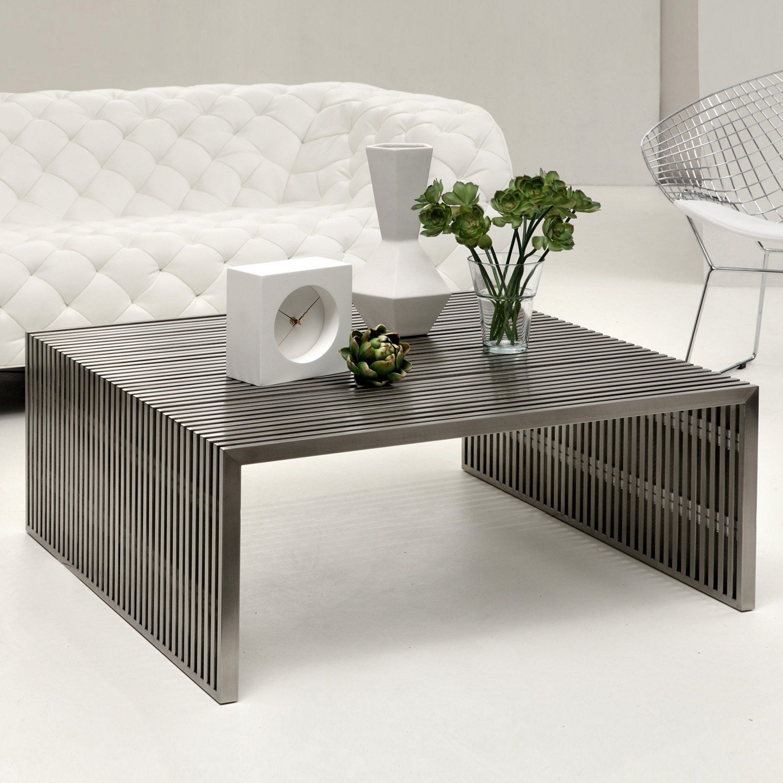 Stainless Steel Coffee Tables – Ideas On Foter Intended For Stainless Steel And Glass Modern Desks (View 3 of 15)