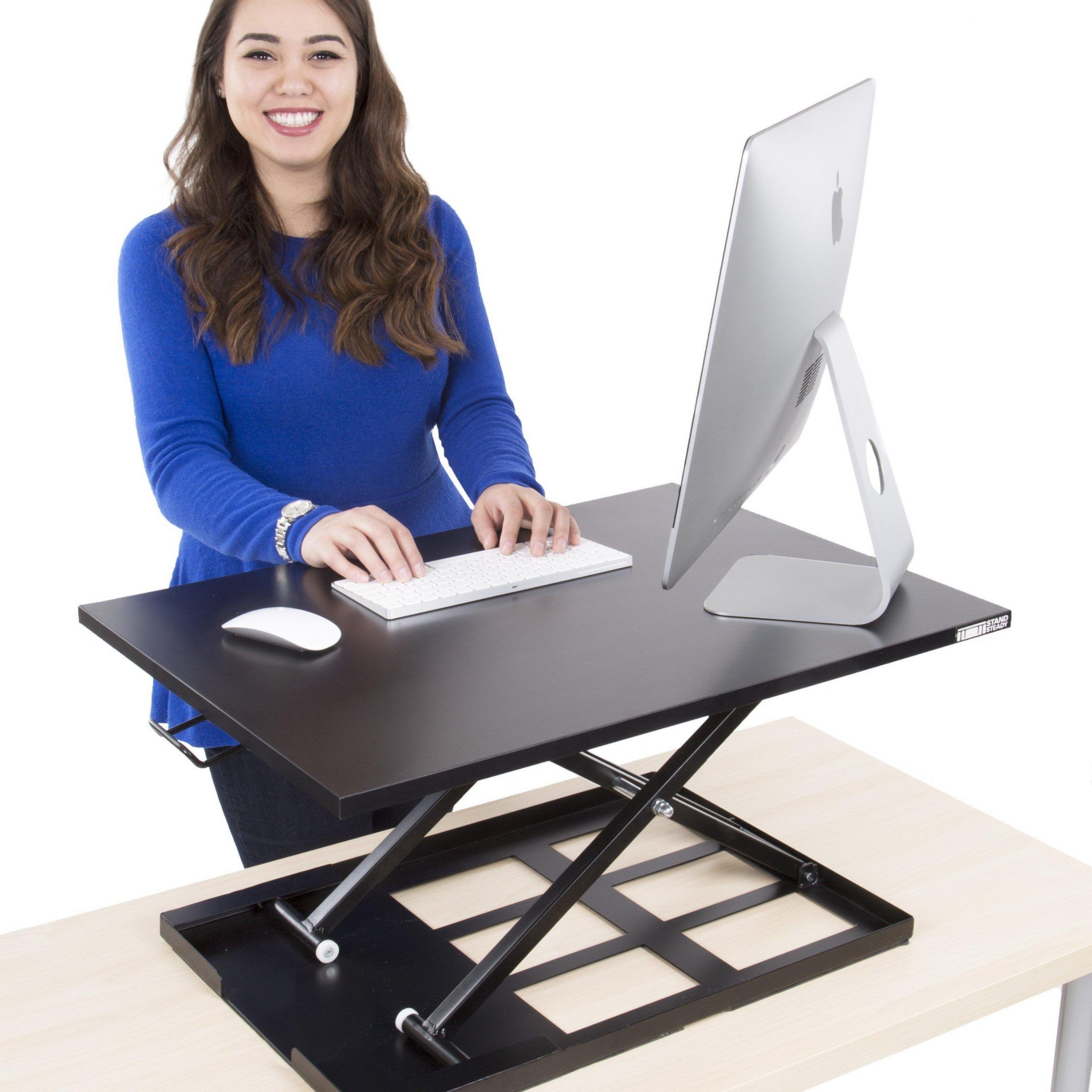 Standing Desk – X Elite Pro Height Adjustable Desk Converter – Size Intended For Walnut Adjustable Stand Up Desks (Photo 14 of 15)