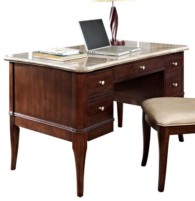 Steve Silver Marseille Marble Top Writing Desk – Traditional – Desks For Dark Tobacco Writing Desks (View 3 of 15)