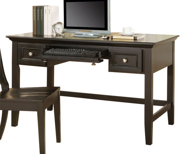 Steve Silver Oslo Writing Desk In Black – Traditional – Desks And Intended For Black And Silver Modern Office Desks (View 8 of 15)