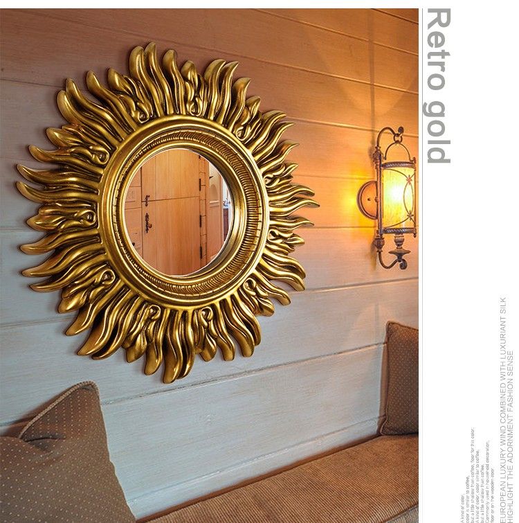 Sun Shape Wall Mounted Large Mirror Antique Decorative Frame Mirror With Sun Shaped Wall Mirrors (View 9 of 15)