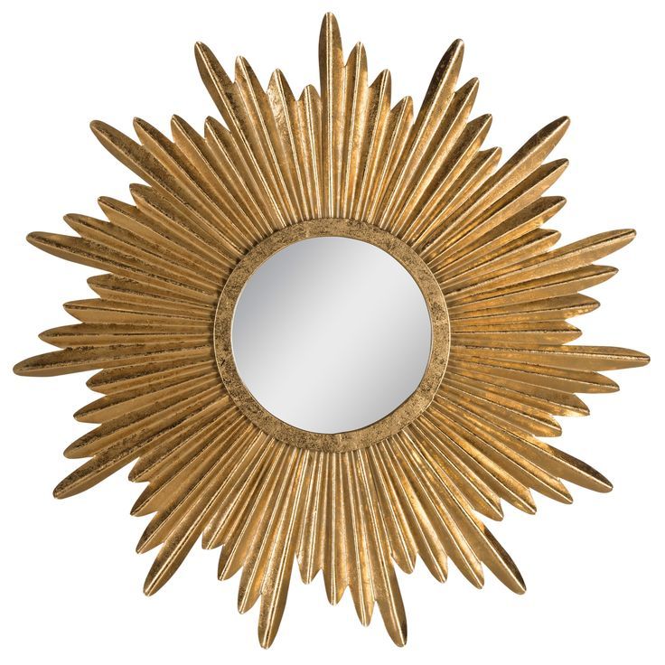 Sunburst Decorative Wall Mirror Gold – Safavieh | Gold Sunburst Mirror Within Perillo Burst Wood Accent Mirrors (View 7 of 15)