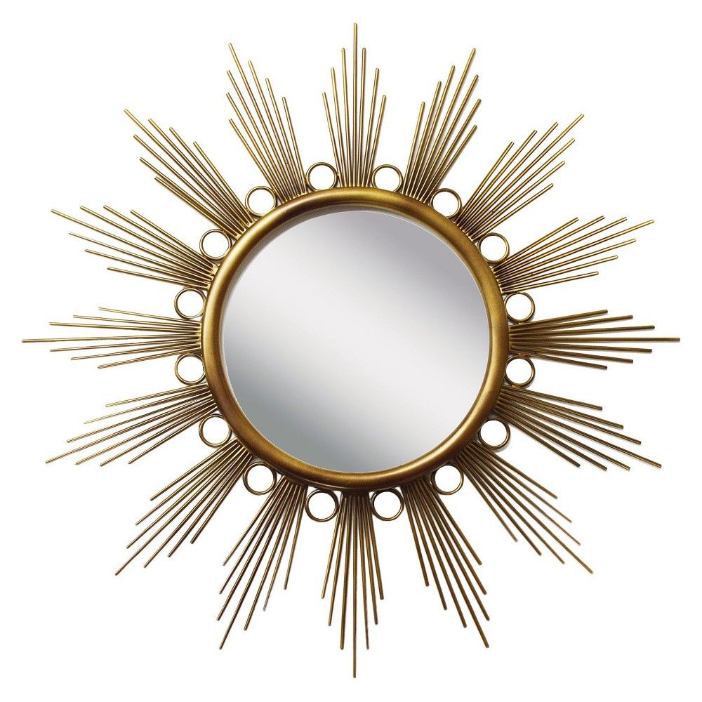 Sunburst Metal Galaxy Decorative Wall Mirror Gold – Ptm Images, Yellow Intended For Brass Sunburst Wall Mirrors (View 2 of 15)