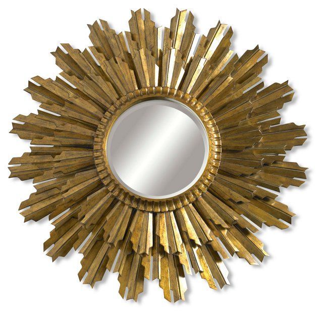 Sunburst Wall Mirror, Gold Leaf | Mirror Design Wall, Mirror Wall Within Carstens Sunburst Leaves Wall Mirrors (View 2 of 15)