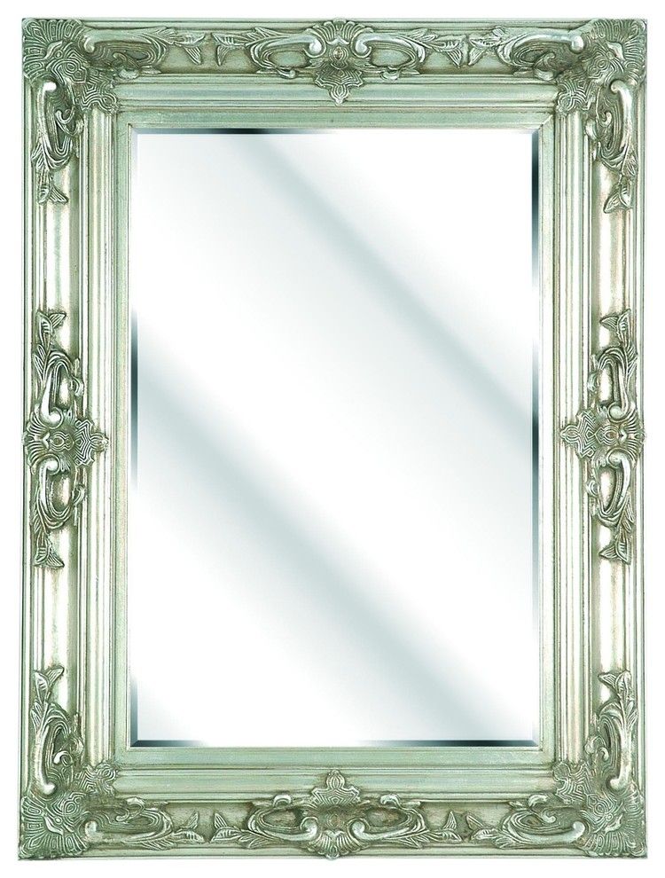 Swept Rectangular Wall Mirror With Silver Floral Frame – Traditional With Regard To Glen View Beaded Oval Traditional Accent Mirrors (View 8 of 15)