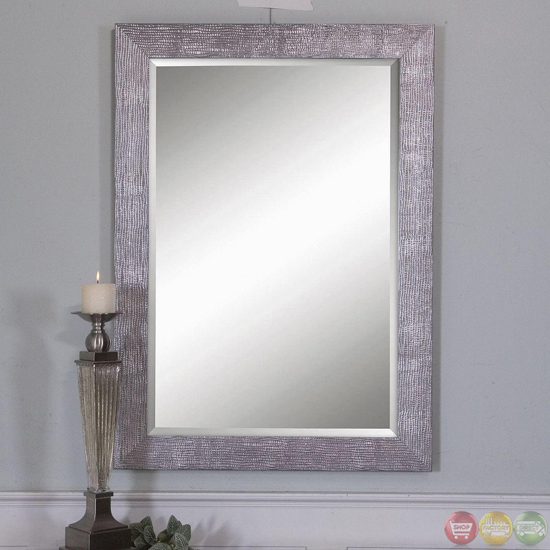 Tarek Contemporary Silver Beaded Frame Mirror 14604 Intended For Silver Beaded Square Wall Mirrors (Photo 2 of 15)