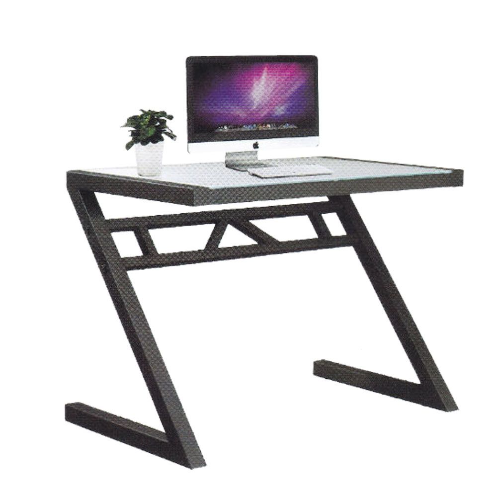Tekkashop Mxot0482 Bl Contemporary Unique Z Style Glass Top Study Desk With Regard To Modern Black Steel Desks (View 5 of 15)