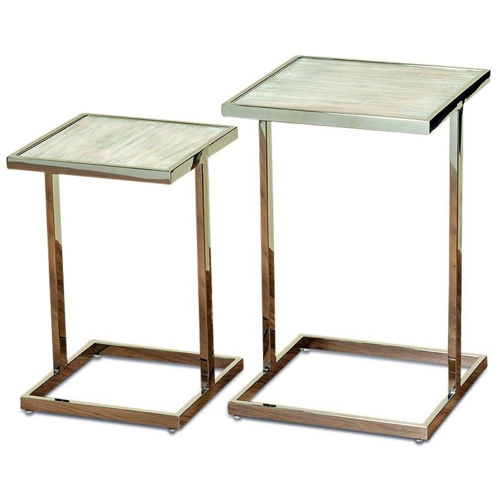 The Crosby Street Side Tables  Set Of 2  Polished Stainless Steel Frame Regarding Stainless Steel And Gray Desks (Photo 13 of 15)