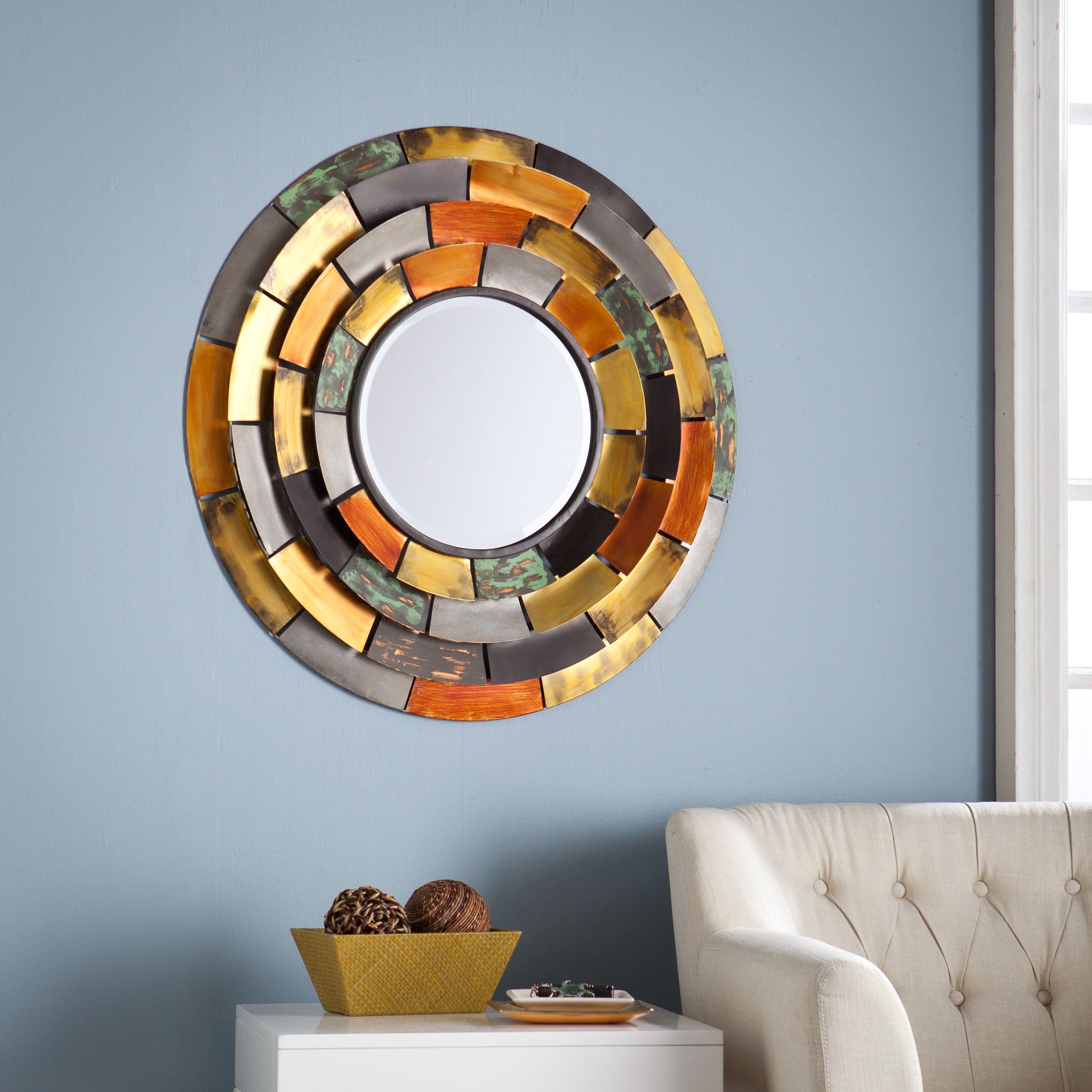 The Curated Nomad Lotta Decorative Wall Mirror With Tiered Edges | Ebay Pertaining To Reba Accent Wall Mirrors (View 15 of 15)
