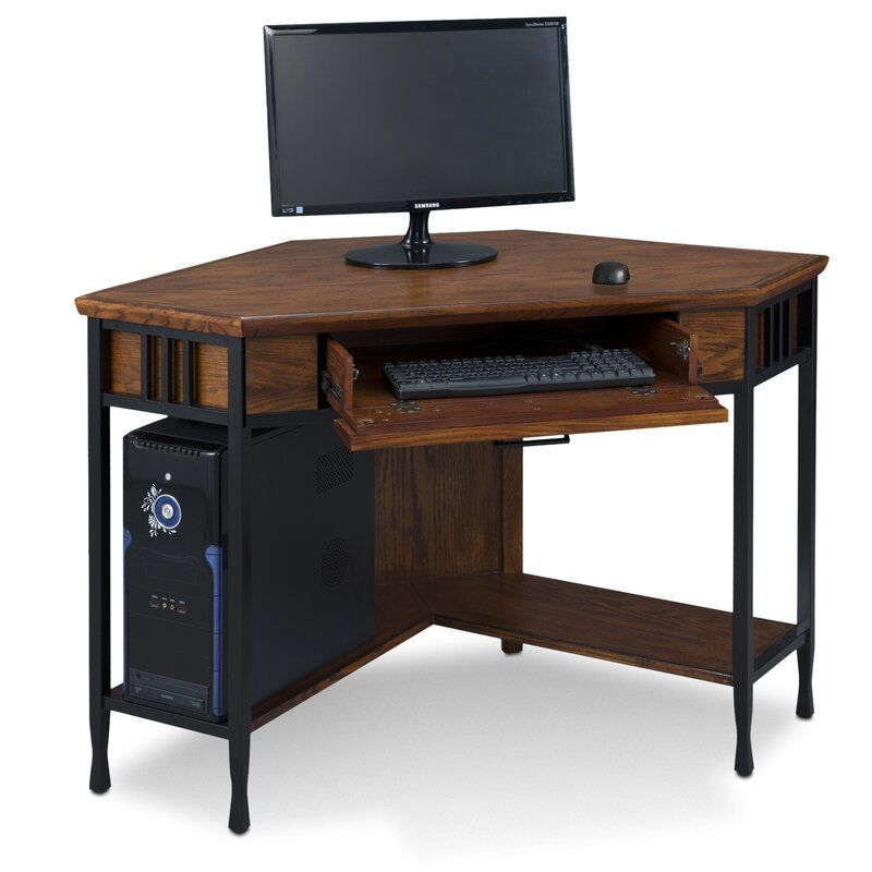 Three Posts Braunste Solid Wood Corner Computer Desk & Reviews | Wayfair With Regard To Oak Corner Computer Desks (View 15 of 15)