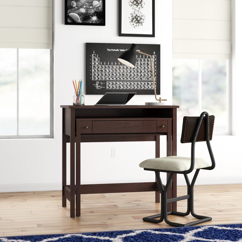 Three Posts™ Teen Binegar 1 Drawer Writing Desk & Reviews | Wayfair Intended For Natural And White 1 Drawer Writing Desks (View 8 of 15)