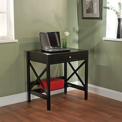 Tms Wood X Writing Desk, Black | Writing Desk, Furniture, Office Desk Pertaining To Natural And Black Wood Writing Desks (View 2 of 15)