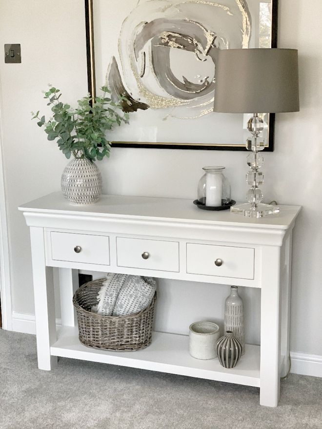 Toulouse White Painted Large 3 Drawer Console Table | Fully Assembled In Rubbed White Console Tables (View 7 of 15)
