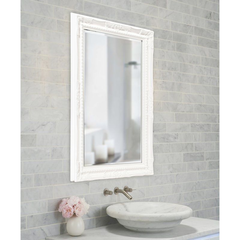 Traditional Beveled Accent Mirror | White Wall Mirrors, Mirror Wall With Hilde Traditional Beveled Bathroom Mirrors (View 8 of 15)