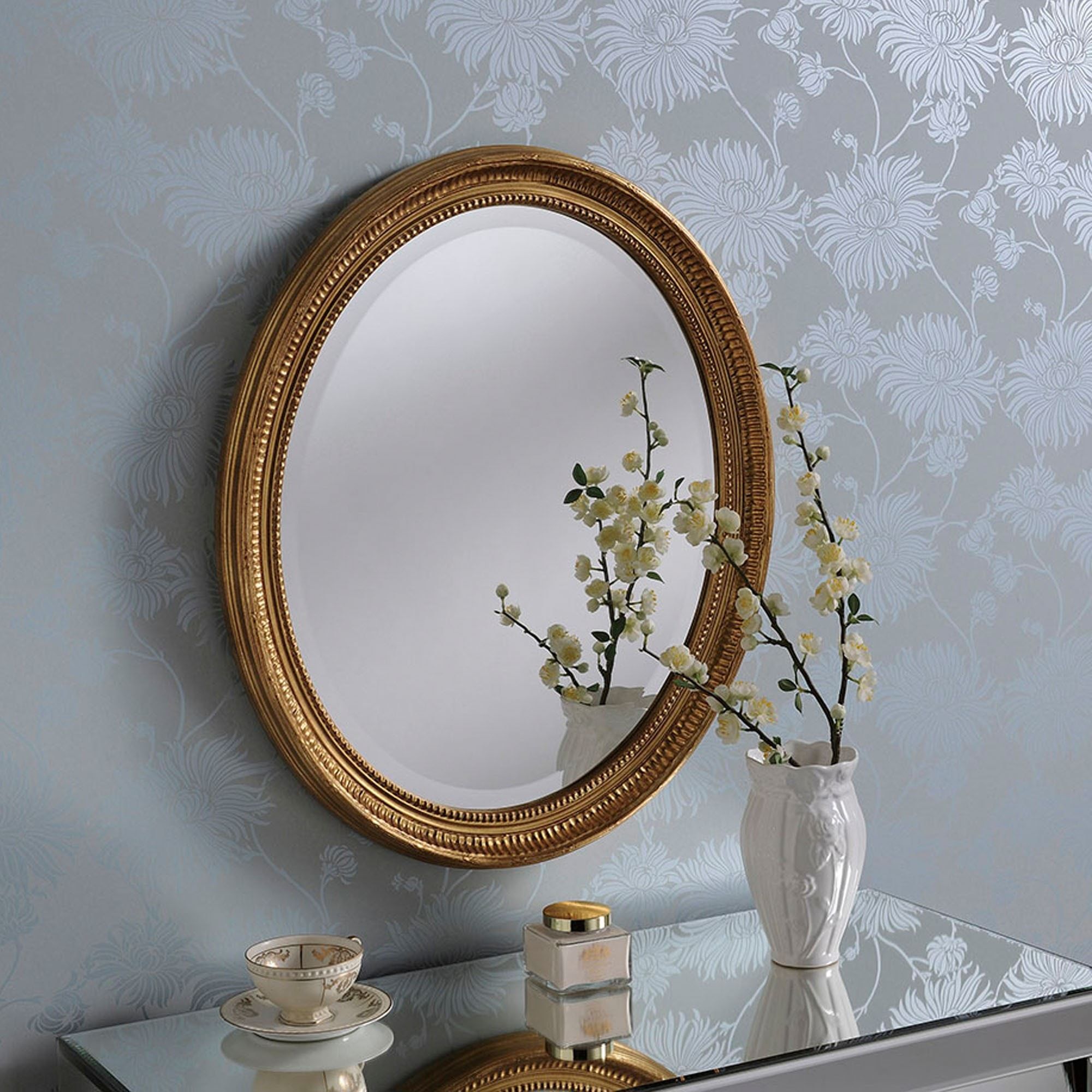 Traditional Gold Oval Mirror | Contemporary Mirrors For Gold Modern Luxe Wall Mirrors (View 1 of 15)