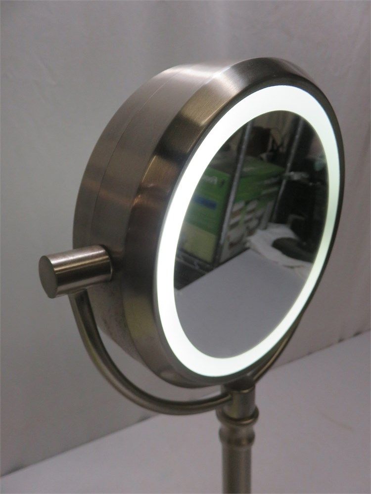 Transitional Design Online Auctions – 2 Sided Led Brushed Nickel Vanity With Regard To Single Sided Polished Nickel Wall Mirrors (View 9 of 15)