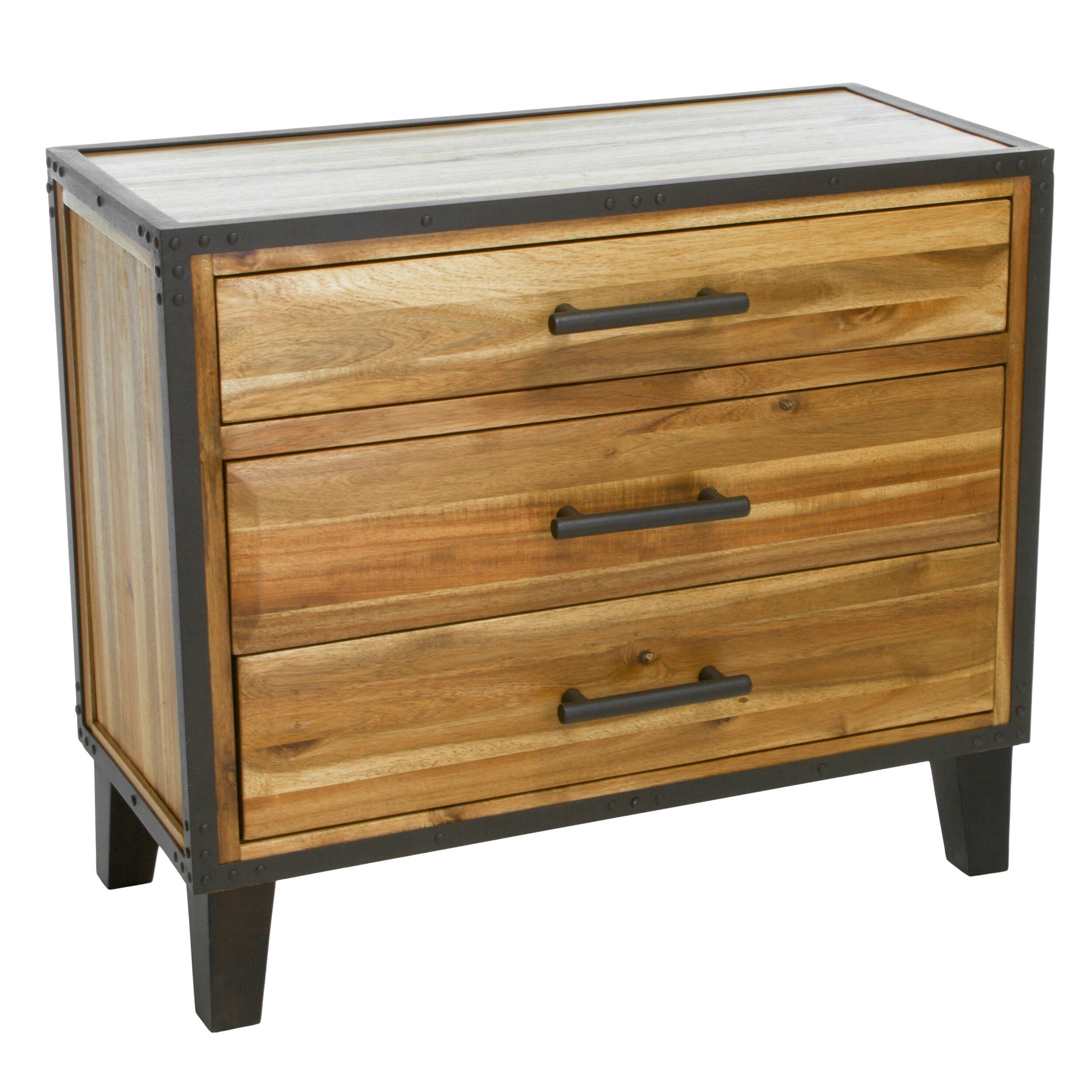 Trent Austin Design Bolvadin Wood 3 Drawer Chest & Reviews | Wayfair With Regard To Natural Brown Wood 3 Drawer Desks (View 3 of 15)