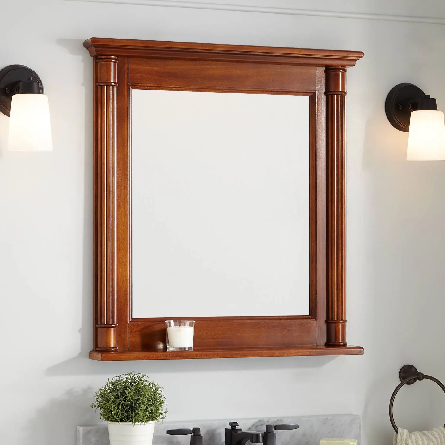 Trevett Vanity Mirror – Walnut – Bathroom Intended For Mexborough Bathroom/vanity Mirrors (View 13 of 15)