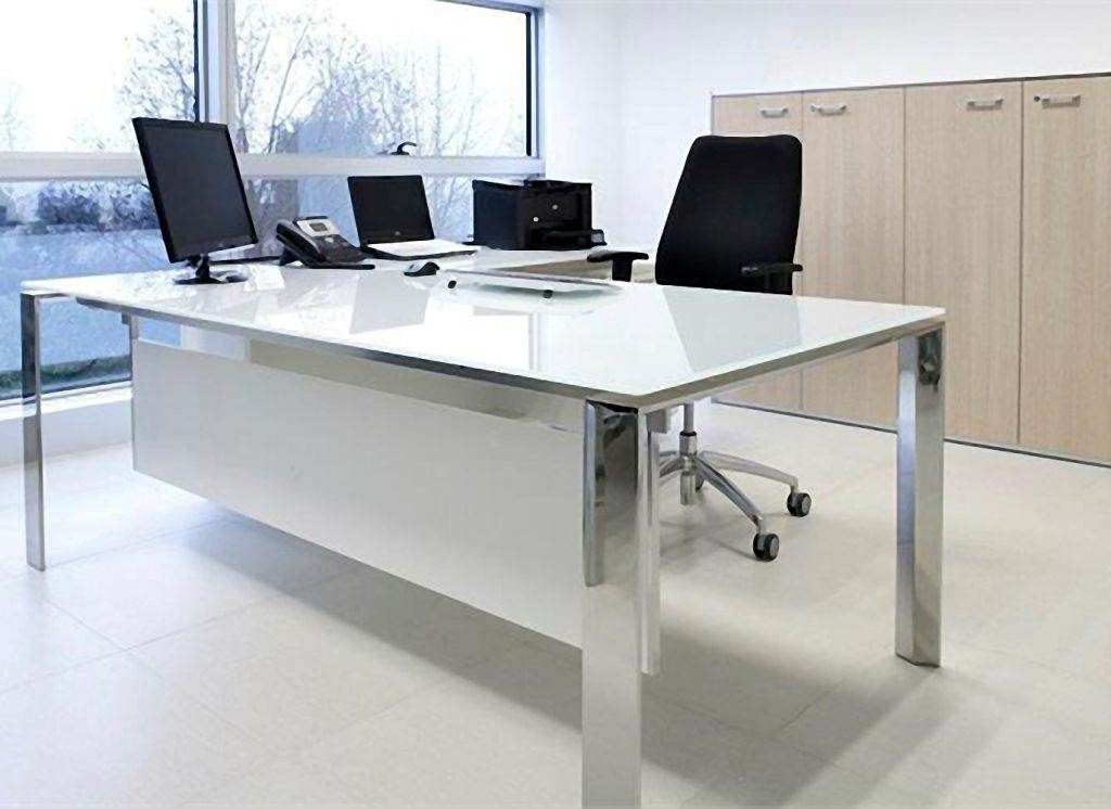 Treviso Glass Desks With Regard To Glass And Chrome Modern Computer Office Desks (View 14 of 15)