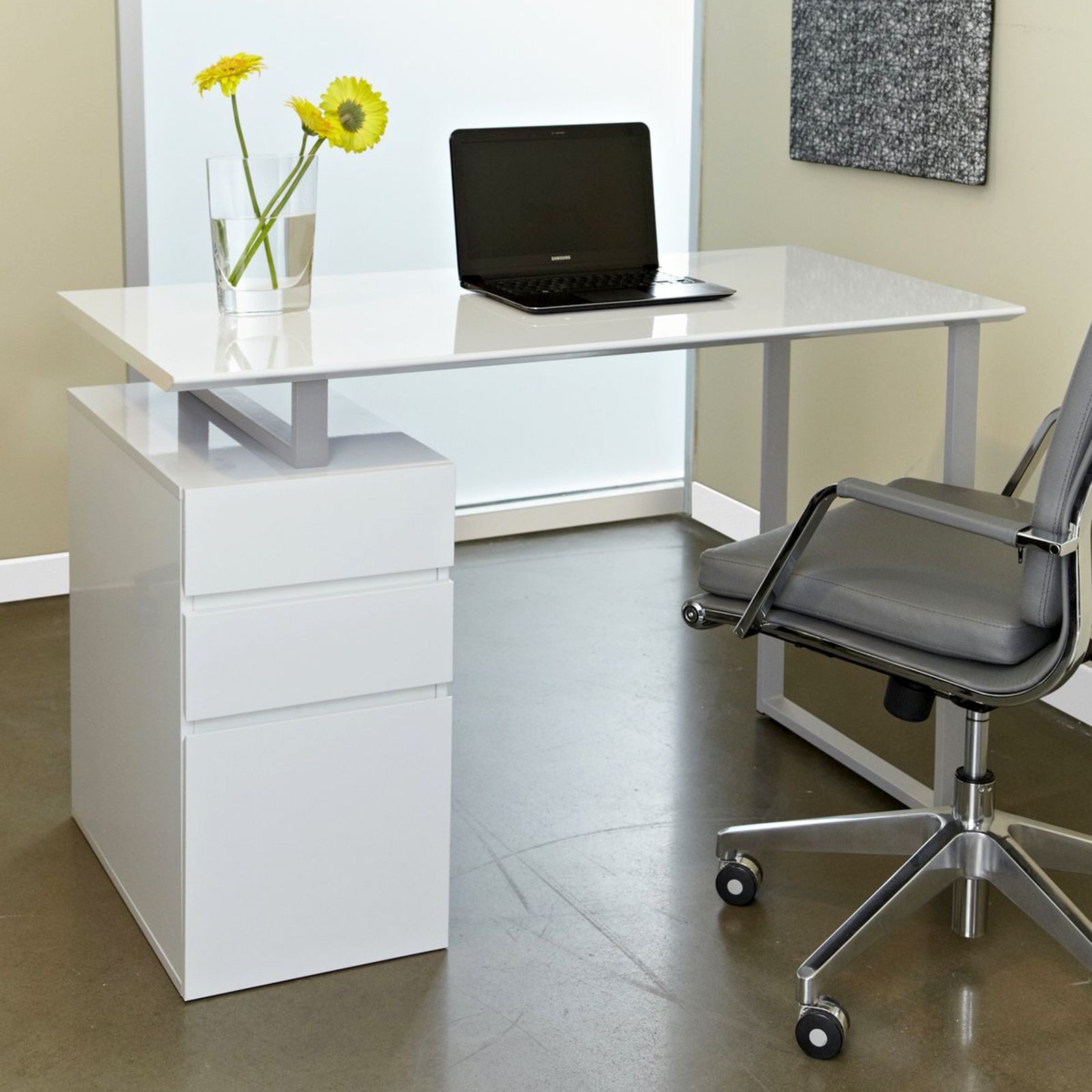 Tribeca Study Desk With Drawers – Desks At Hayneedle Regarding White Finish Office Study Work Desks (View 5 of 15)