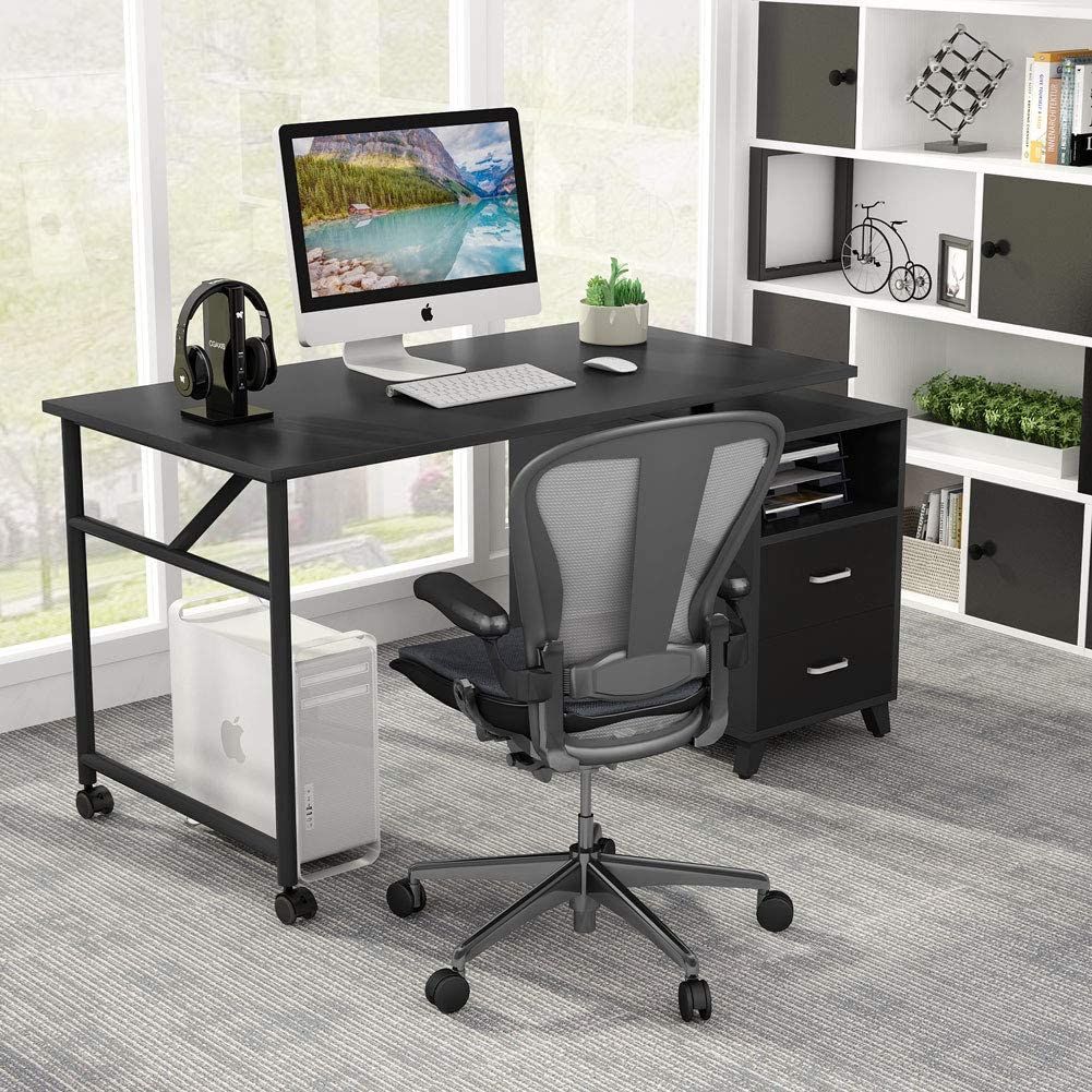 Tribesigns 360° Free Rotating Home Office Desk 47 Inch Computer Desk With Regard To Executive Desks With Dual Storage (View 14 of 15)