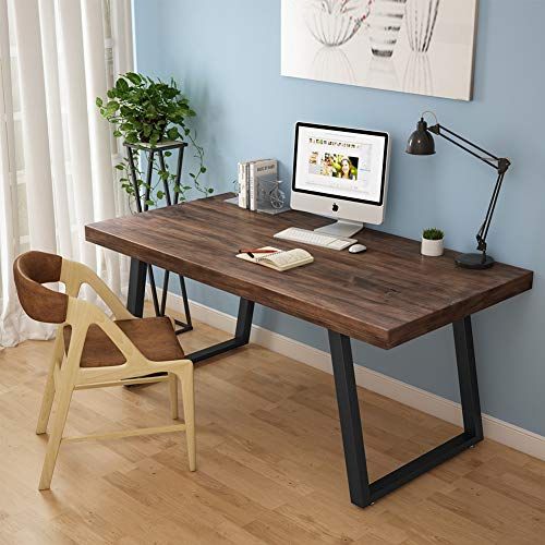 Tribesigns 55″ Rustic Solid Wood Computer Desk With Reclaimed Look Regarding Hwhite Wood And Metal Office Desks (View 10 of 15)