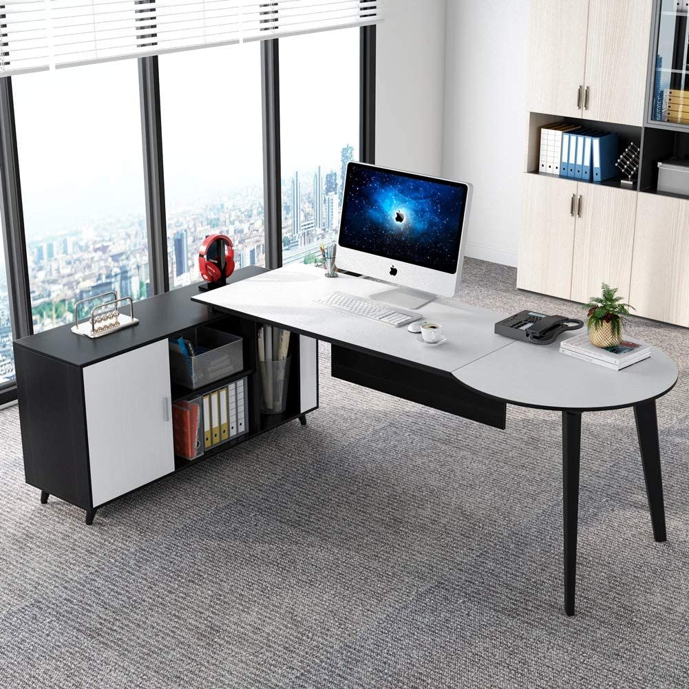 Tribesigns 71 Inch L Shaped Executive Office Desk With 47 Inch Storage Intended For Executive Desks With Dual Storage (View 3 of 15)