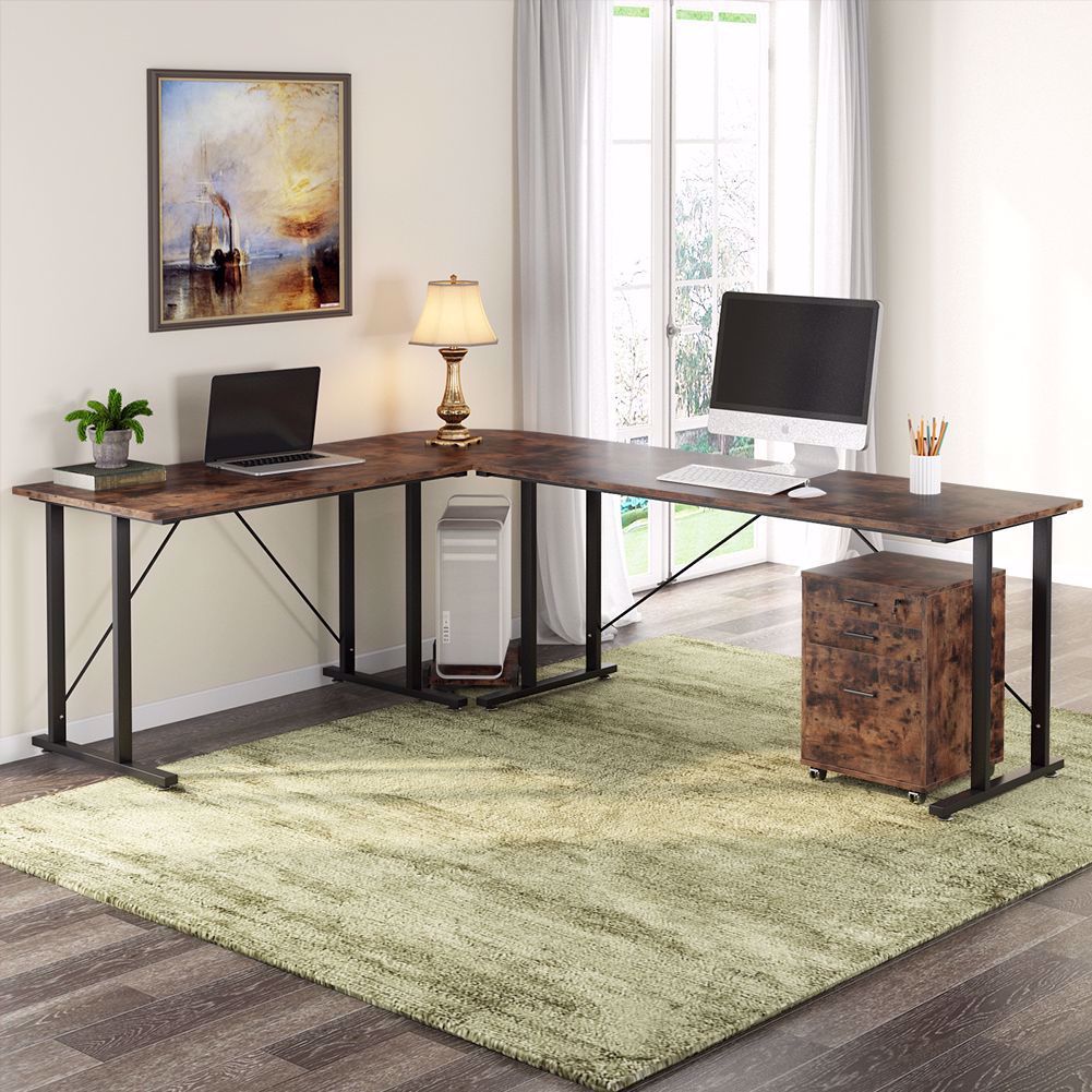 Tribesigns 83 Inch Industrial L Shaped Desk With File Cabinet Letter Within Rustic Brown Corner Desks (View 15 of 15)