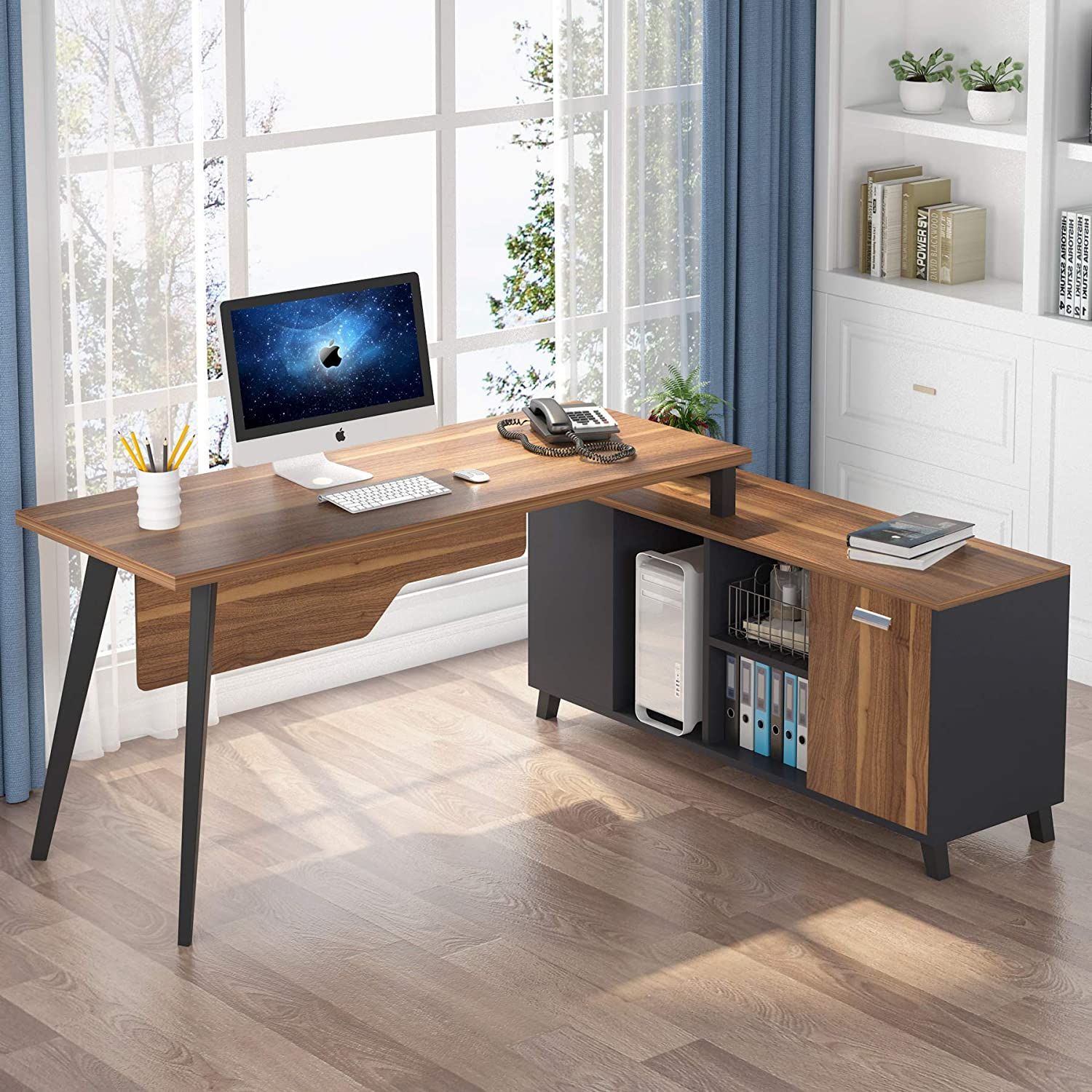 Tribesigns Modern L Shaped Corner Computer Desk, Large Executive Office Within Executive Desks With Dual Storage (View 2 of 15)