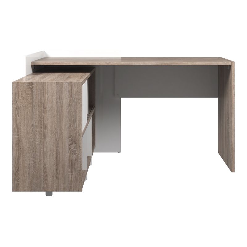 Tvilum Aurora Computer Desk With 6 Shelf Bookcase In Truffle And White With Regard To White And Walnut 6 Shelf Computer Desks (View 6 of 15)