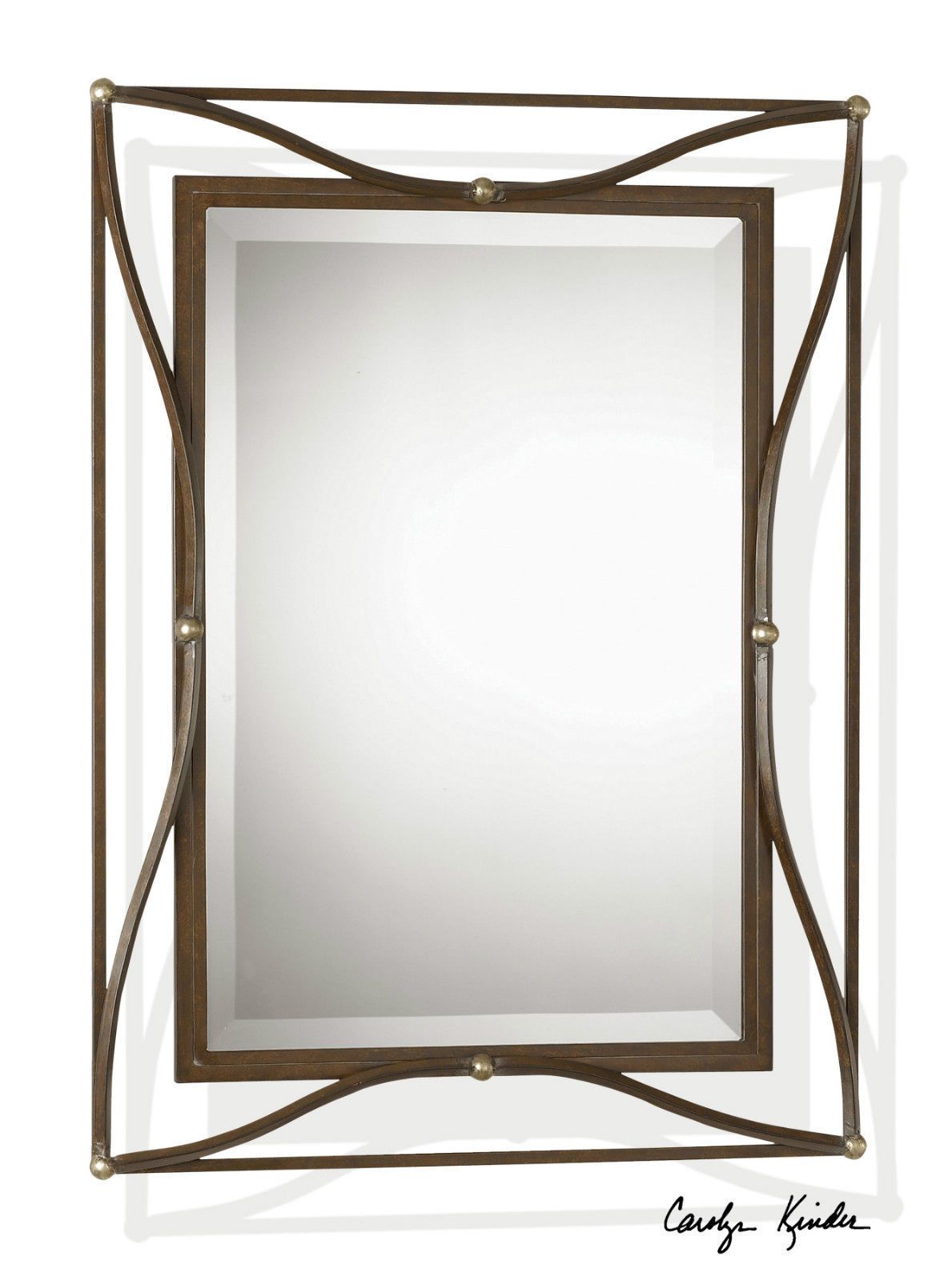 Two New 38" Aged Bronze Iron Rectangular Beveled Wall Mirror Western Regarding Western Wall Mirrors (View 6 of 15)