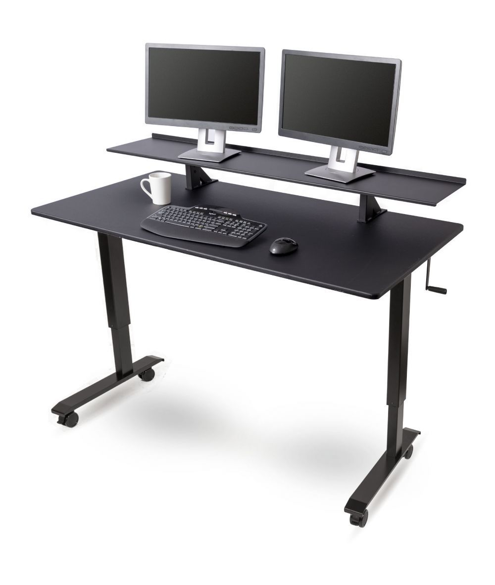 Two Tier Crank Adjustable Stand Up Desk | Stand Up Desk Store In Cherry Adjustable Stand Up Desks (Photo 4 of 15)