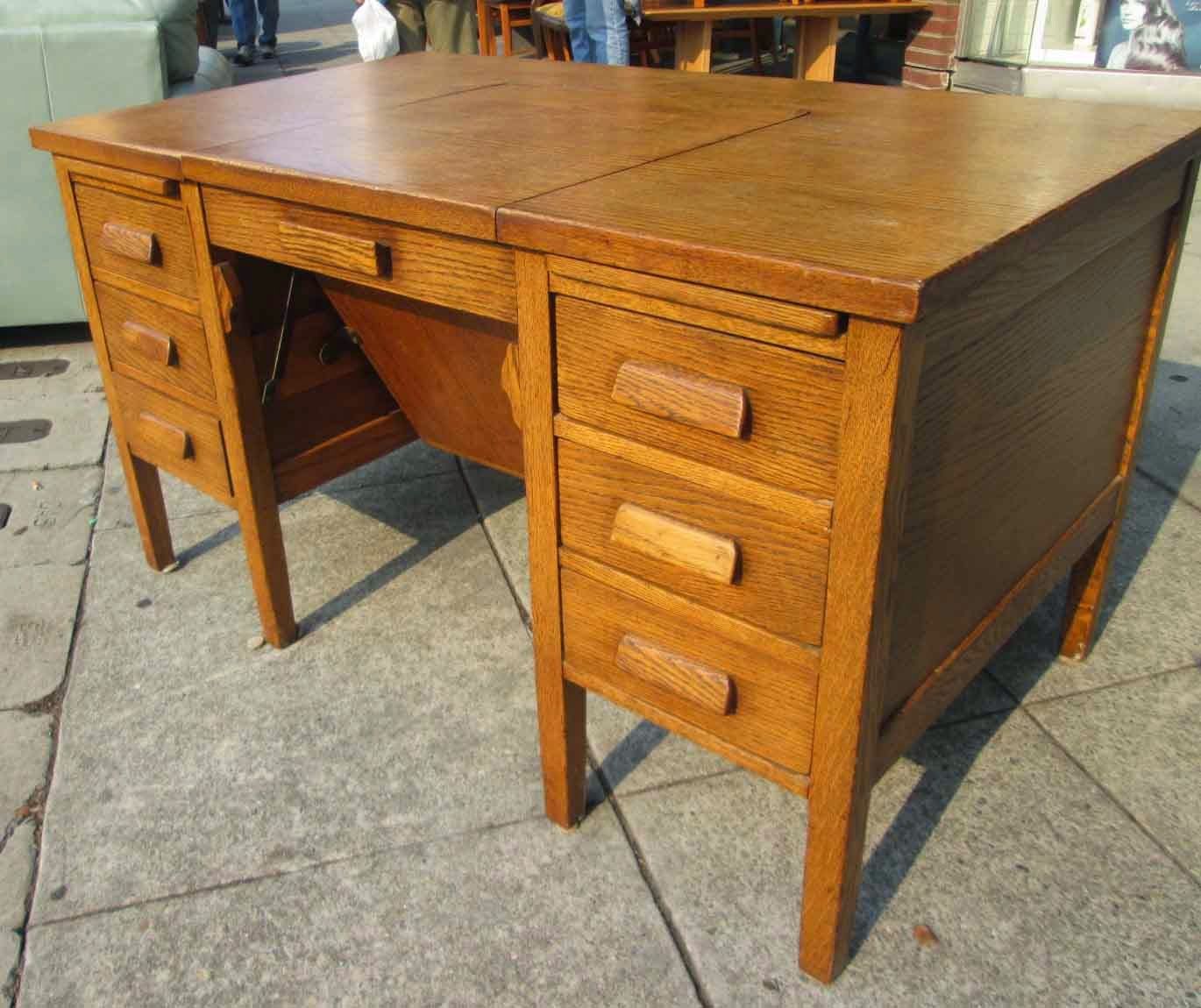 Uhuru Furniture & Collectibles: Sold Antique Oak Writing Desk – $95 Within Reclaimed Oak Leaning Writing Desks (View 1 of 15)