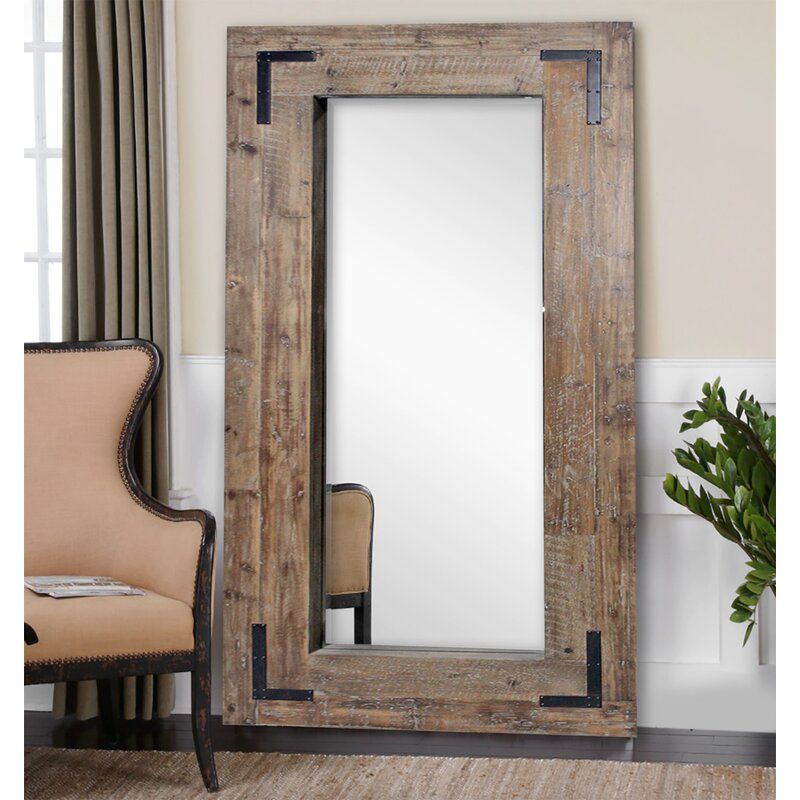 Union Rustic Osias Wood Beveled Distressed Full Length Mirror | Wayfair Within Mahogany Full Length Mirrors (View 6 of 15)