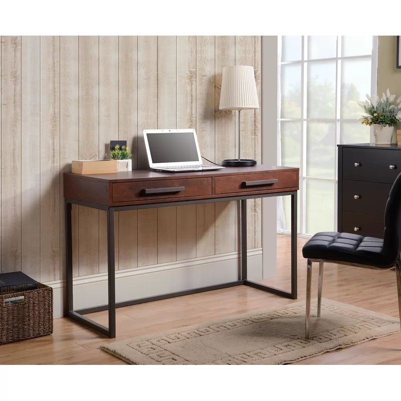 Union Rustic Parnassus 2 Drawer Writing Desk & Reviews | Wayfair Throughout Rustic Acacia Wooden 2 Drawer Executive Desks (View 13 of 15)