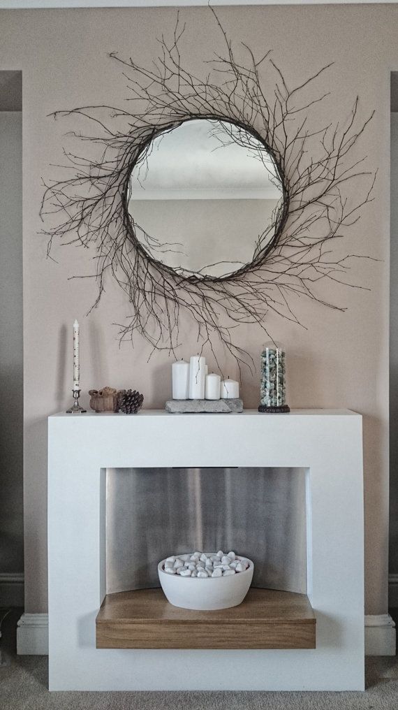 Unique Large Handmade Ooak Silver Birch Tree Branch Round Mirror Within Cromartie Tree Branch Wall Mirrors (Photo 7 of 15)