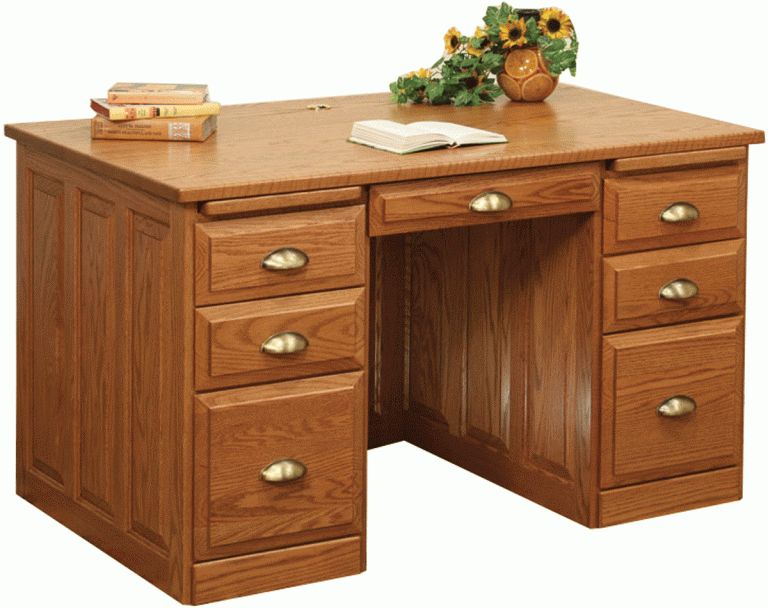 Up To 33% Off 50" Traditional Flat Top Desk | Solid Wood Furniture In Hickory Wood 5 Drawer Pedestal Desks (View 10 of 15)