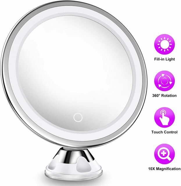 Upgraded 10x Magnifying Lighted Makeup Mirror With 3 Of Brightness With Regard To Chrome Led Magnified Makeup Mirrors (View 10 of 15)