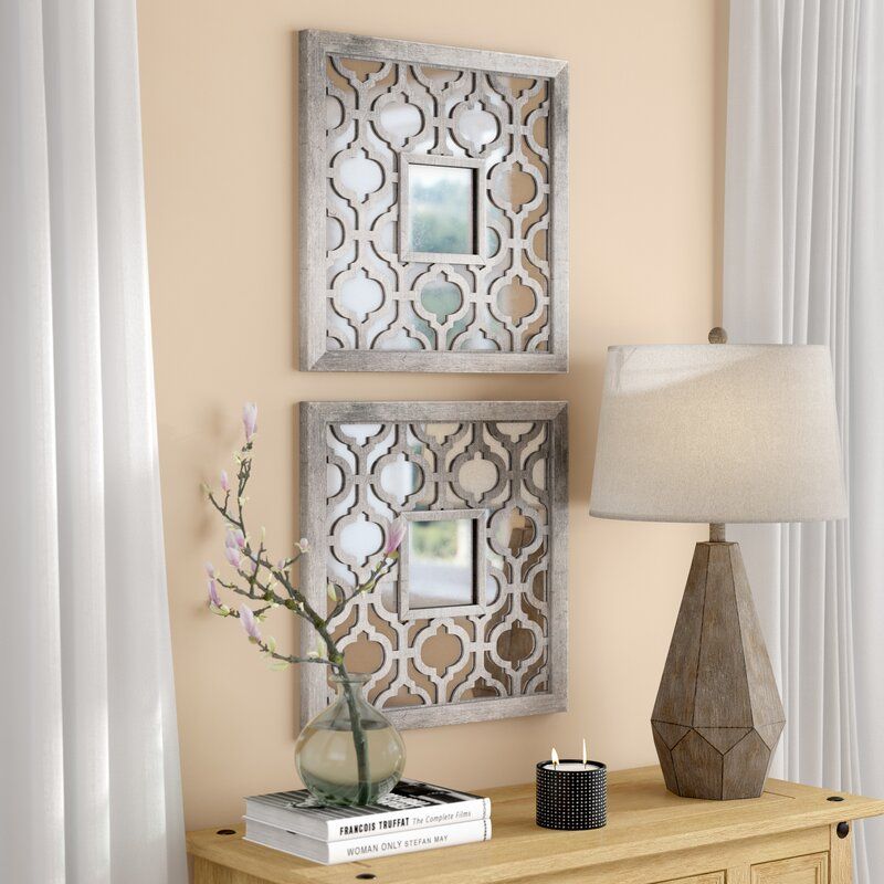 Uptal Square Silver Leaf Wall Mirror & Reviews | Birch Lane Inside Farmhouse Woodgrain And Leaf Accent Wall Mirrors (View 4 of 15)