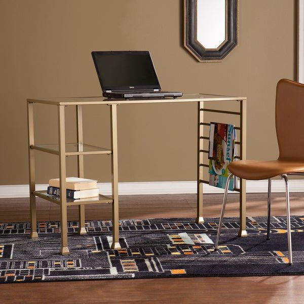 Featured Photo of The 15 Best Collection of Tempered Glass and Gold Metal Office Desks