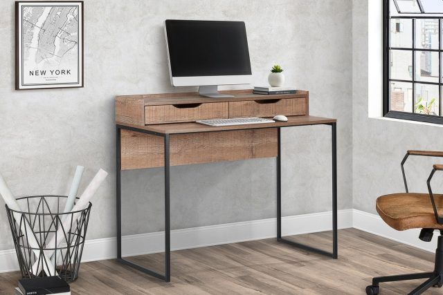Urban 2 Drawer Office Desk Rustic – Birlea Furniture Inside Rustic Acacia Wooden 2 Drawer Executive Desks (View 3 of 15)
