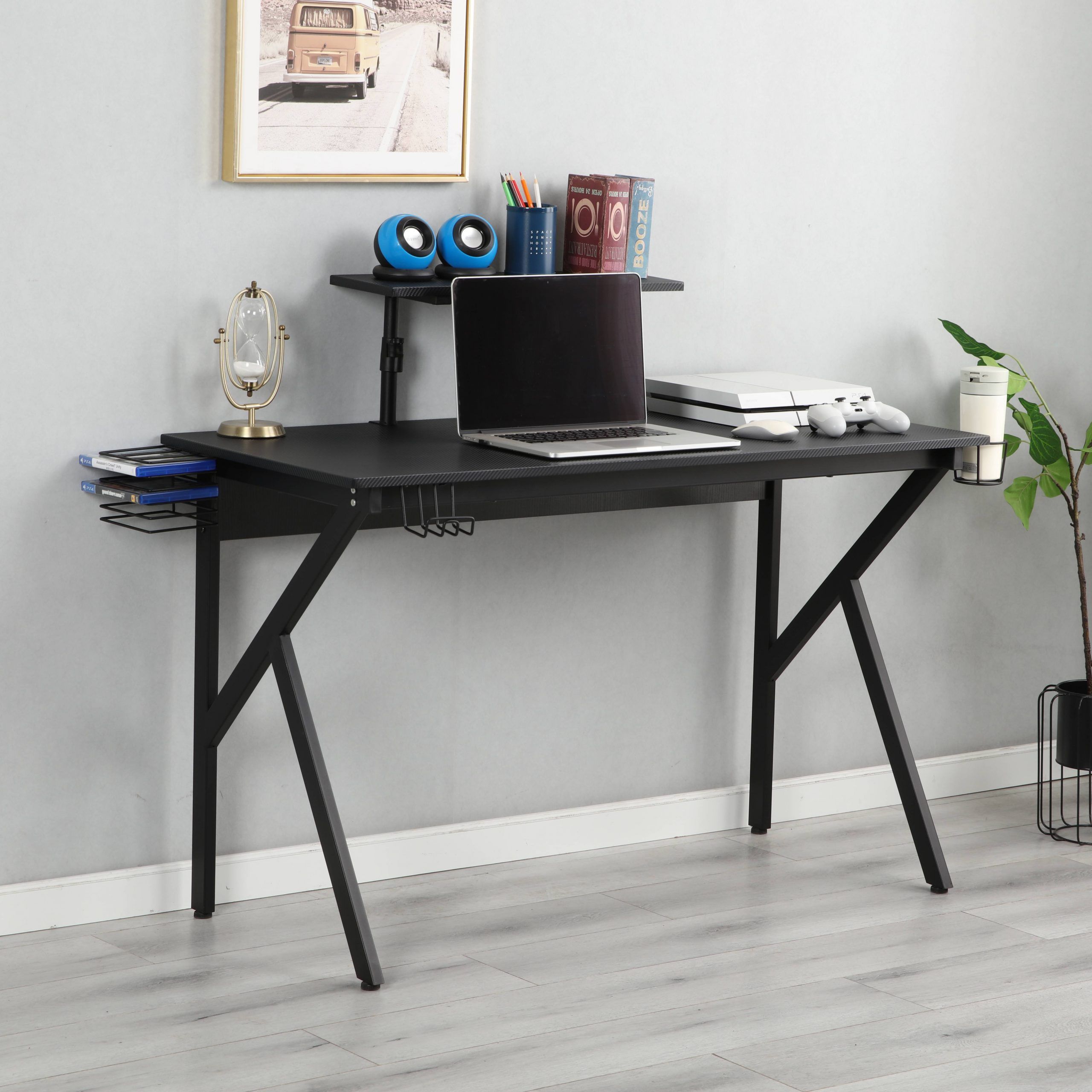 Urhomepro Modern Simple Office Desk, Heavy Duty Corner Computer Desk Intended For Glass White Wood And Black Metal Office Desks (View 1 of 15)