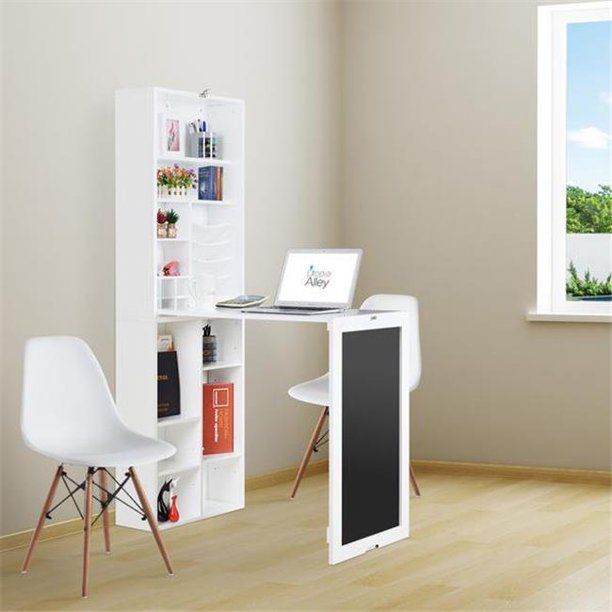 Utopia Alley Sh3ww Collapsible Fold Down Desk Table & Wall Cabinet With Pertaining To Cinnamon Off White Floating Office Desks (Photo 13 of 15)