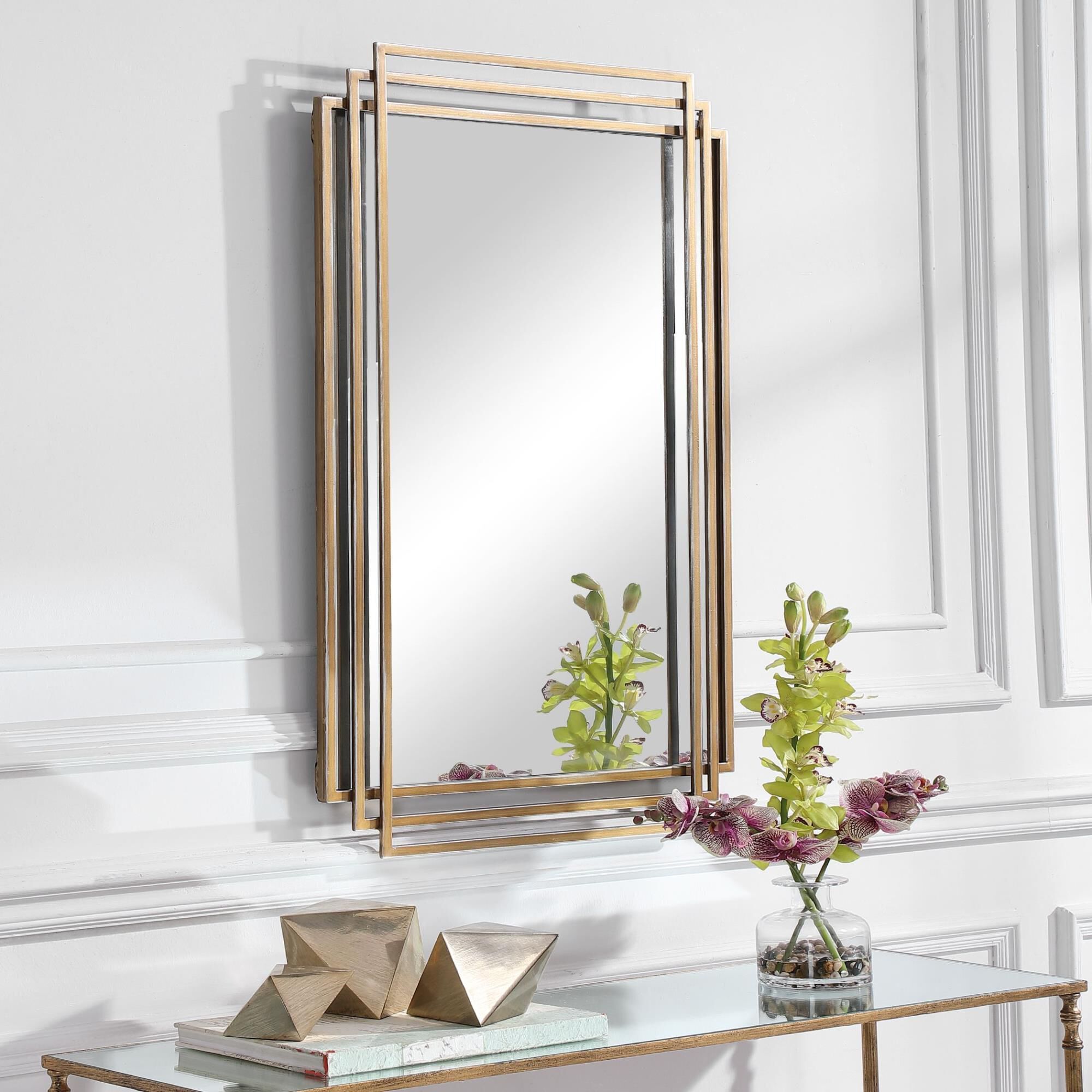 Uttermost Amherst Brushed Gold Mirror Decorative Mirrors | Capitol With Brushed Gold Wall Mirrors (View 1 of 15)