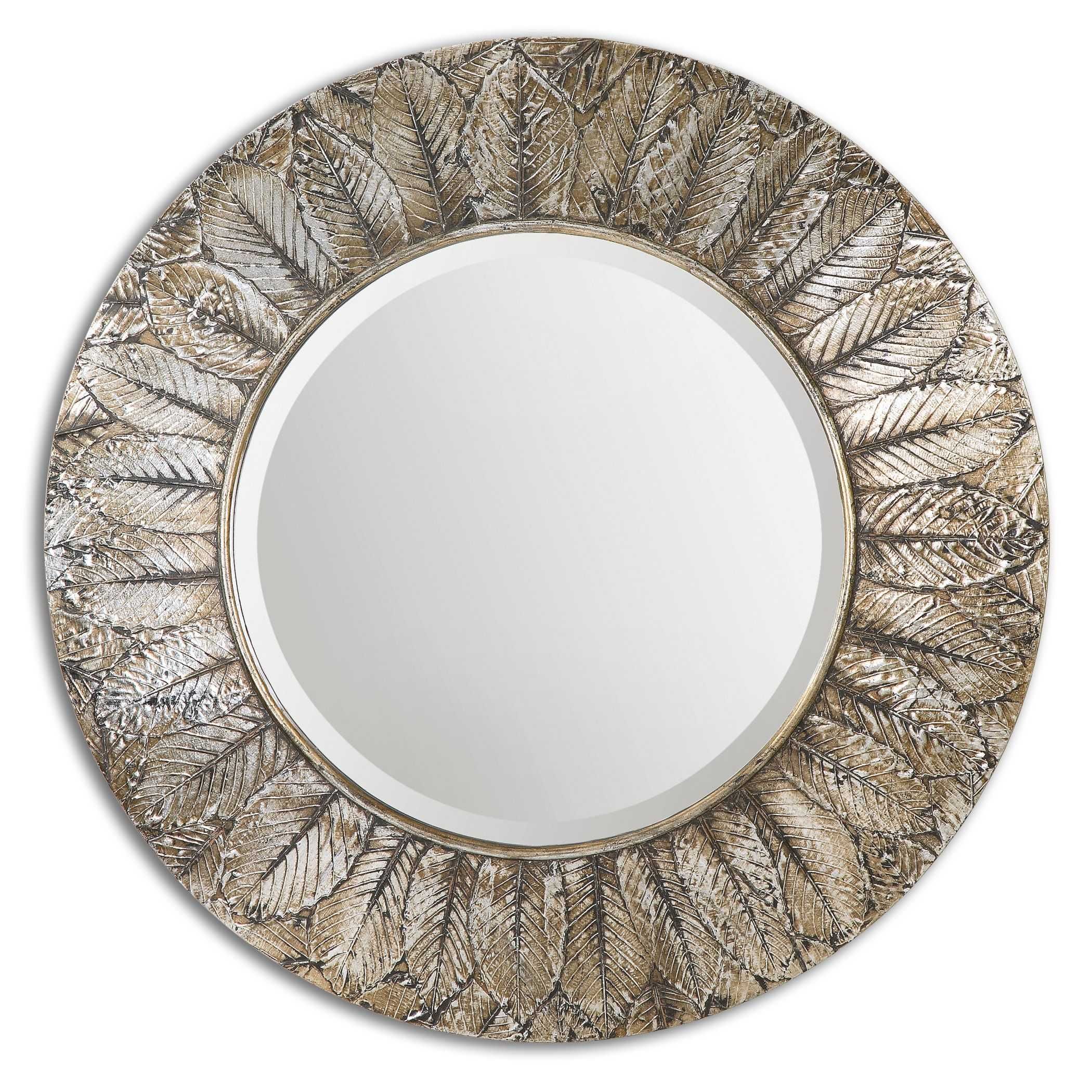 Uttermost Foliage Round Silver Leaf Mirror Inside Silver Leaf Round Wall Mirrors (View 2 of 15)