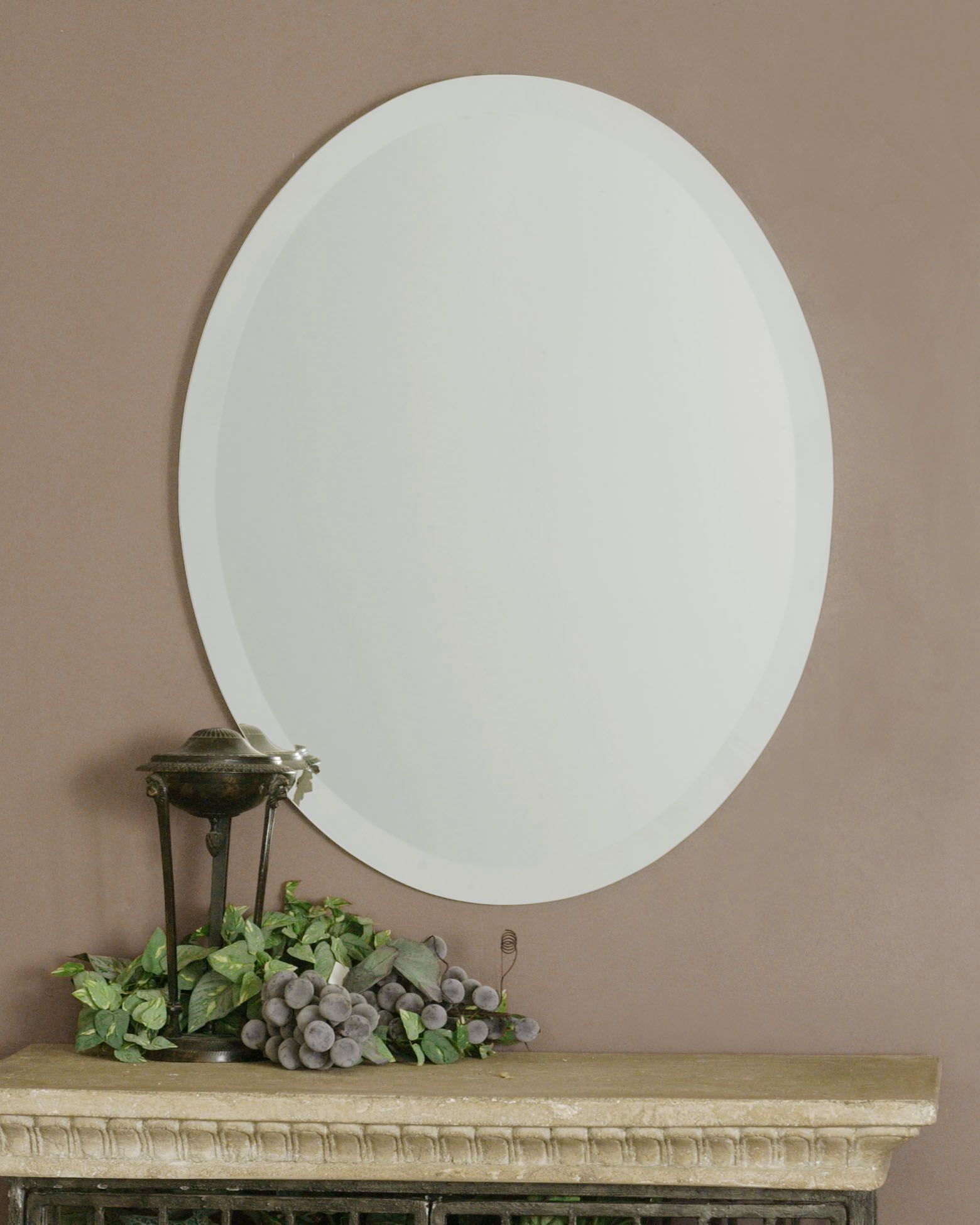 Uttermost Frameless Vanity Oval Mirror 19580 B | Oval Mirror, Oval Wall Inside Thornbury Oval Bevel Frameless Wall Mirrors (View 7 of 15)