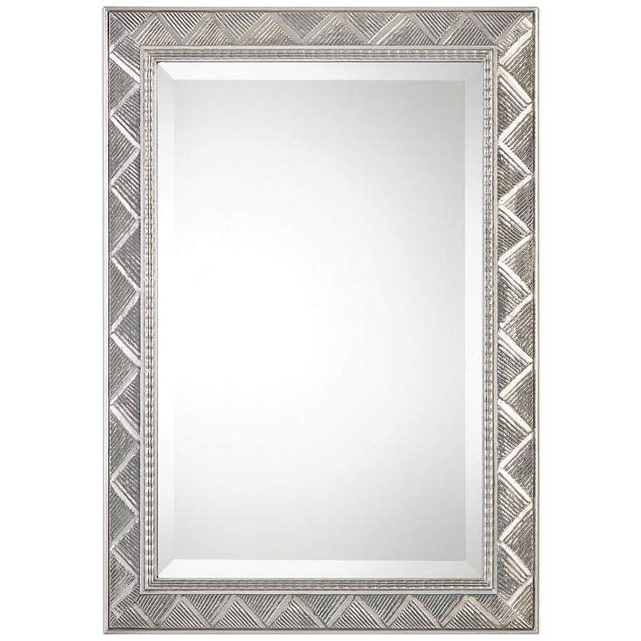 Uttermost Ioway Silver Leaf 23 1/2" X 33 1/2" Wall Mirror – #9d125 For Farmhouse Woodgrain And Leaf Accent Wall Mirrors (Photo 7 of 15)