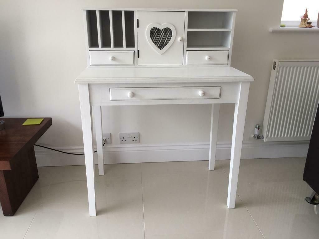 Valentine Small White Writing Desk | In Maidenhead, Berkshire | Gumtree With Aged White Finish Wood Writing Desks (View 8 of 15)