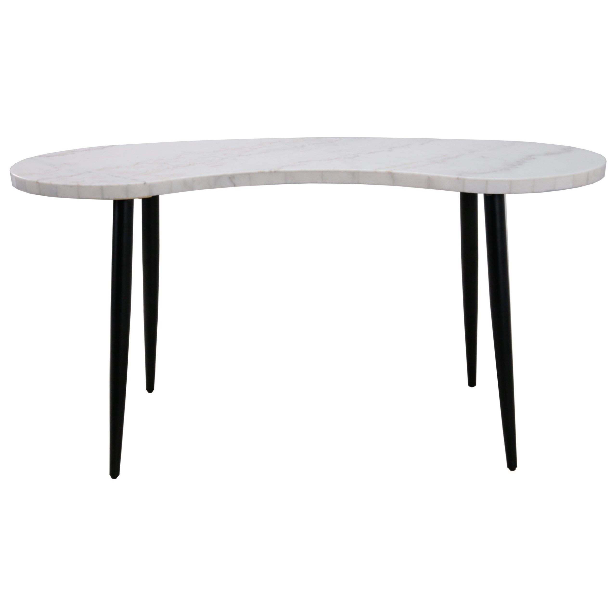 Vendor 3985 Kinsley 0181780 White Marble Top Kidney Desk With Metal For Marble And Black Metal Writing Tables (Photo 3 of 15)